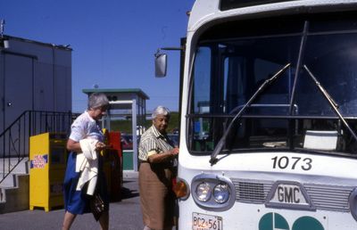 Patrons boarding GO Transit Bus