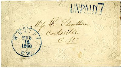 Unpaid 7 cancelled Postal Cover, 1860