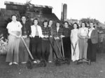 Group Portrait of Members of the Whit-Knit Club with Lawn Mowers, c.1943