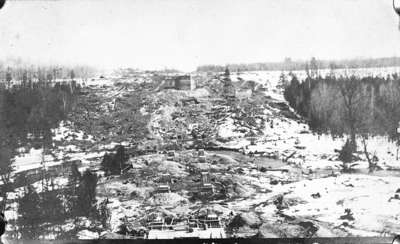 Construction of Canadian Northern Railway Trestle over Devil's Den