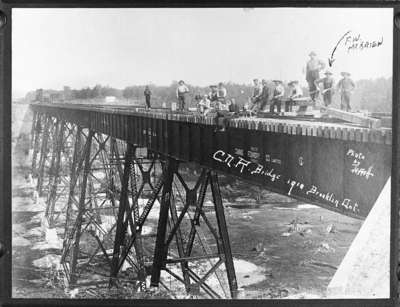 Construction of Canadian Northern Railway Trestle over Devil's Den