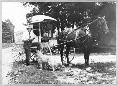 Harry Hewis and Butcher Cart, 1916