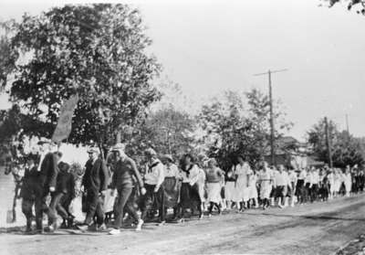 High School Students at Parade for Opening of Downtown Pavement