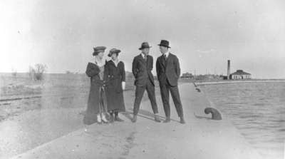 Group of People at Whitby Harbour, c.1915