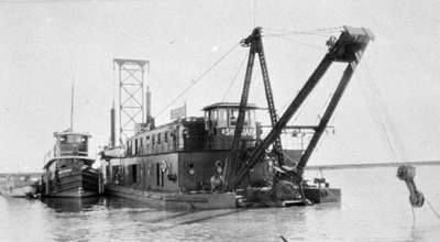 Dredging Whitby Harbour, c.1938