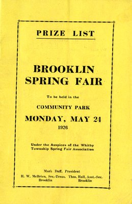 Brooklin Spring Fair Program, 1926