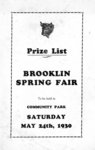 Brooklin Spring Fair Prize List and Program, 1930