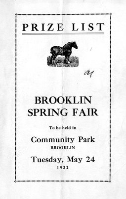 Brooklin Spring Fair Prize List, 1932