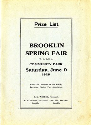 Brooklin Spring Fair Prize List, 1928