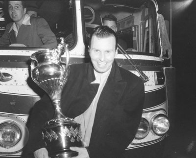 Bus Gagnon with Allan Cup, 1957