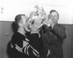 John Henderson and Wren Blair with John Ross Robertson Trophy, 1959