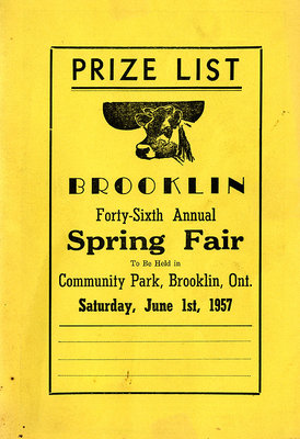 Brooklin Spring Fair Prize List, 1957