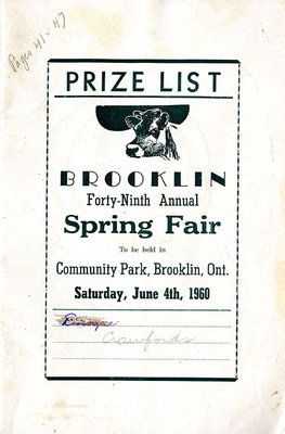 Brooklin Spring Fair Prize List, 1960