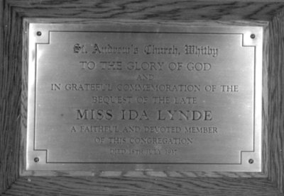 Ida Lynde Memorial Plaque, 1938