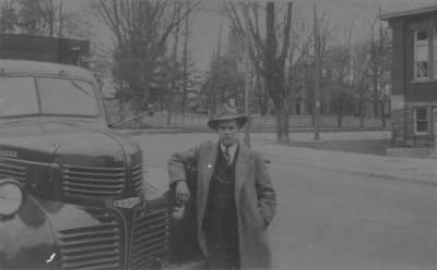 Bill Underwood at corner of Byron and Dundas Streets