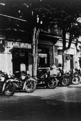 Motorcycles Parked in front of Royal Hotel