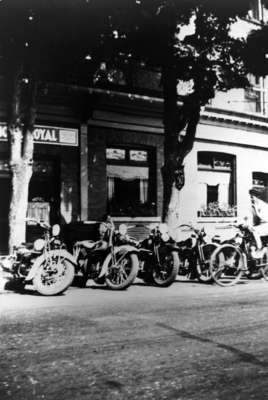 Motorcycles Parked in front of Royal Hotel