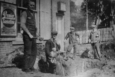 Digging a hole for the first gas pump in Brooklin