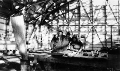 Three Men Inside Brooklin Memorial Arena (Under Construction)