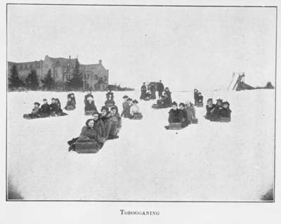 Tobogganing at Ontario Ladies' College, 1906