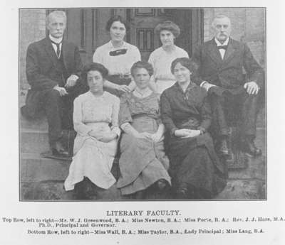 Faculty at Ontario Ladies' College, 1914