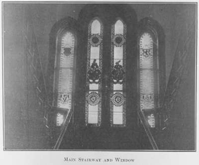 Ontario Ladies College Main Staircase and Window, 1906