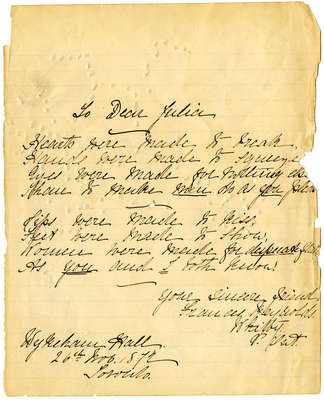 Letter to Julia from Frances de Saullus Reynolds, November 26, 1872