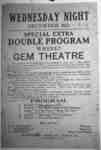 Advertisement for Gem Moving Picture Theatre, 1909