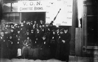 Group Photograph of the Victorian Order of Nurses Fundraising Committee Rooms, February 1914