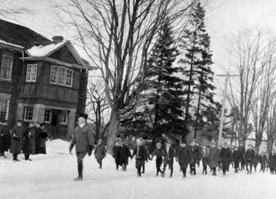 Children and Boy Scouts Marching Along Dundas Street, 1916