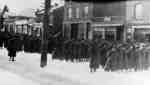 Soldiers of the 116th (Ontario County) Battalion marching along Dundas Street, 1916