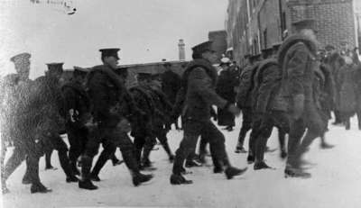 116th Battalion Soldiers Marching on Dundas Street, 1916