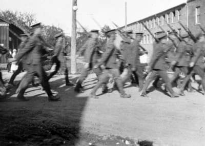 116th Battalion Soldiers Marching south on Brock Street, 1916