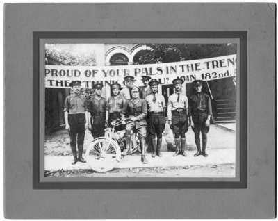 Members of 182nd Battalion in front of Armouries, 1916