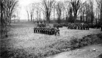 Ontario Regiment Training on Flats at Lynde Creek behind Inverlynn, c.1940