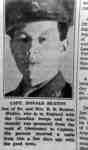 Portrait Photo of Newspaper Clipping with News of Capt. Donald Beaton