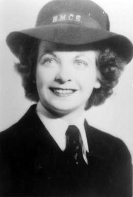 Photograph of Alma Carter wearing a H.M.C.S. hat