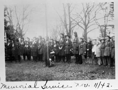 Girl Scouts (Girl Guides) at Remembrance Day Service, November 1942