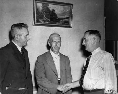 Thomas Newman at Presentation of his paintings to Legion Branch 112, 1948