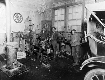 Interior of Joseph Heard's Garage, c.1915.