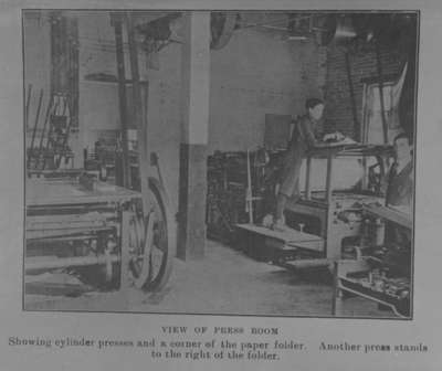 View of the Press Room at the Gazette and Chronicle, June 1913