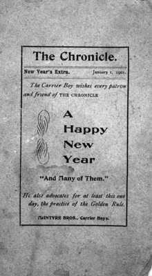 Whitby Chronicle Carrier Boys' Address (Cover Page and Inside Pages), January 1, 1901