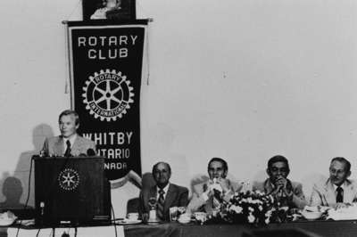 Ontario Premier William Davis at Whitby Rotary Club, August 1980