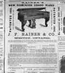Advertisement from J. F. Rainer Piano Factory, 1868.