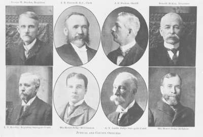 Composite Portrait Souvenir of George W. Dryden, J.E. Farewell, John F. Paxton, Donald McKay, L.T. Barclay, His Honor Judge McCrimmon, G.Y. Smith, His Honor Judge McIntyre