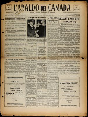 L’Araldo del Canada, 21 May 1932