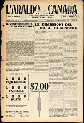 L’Araldo del Canada, 1 Jun 1933