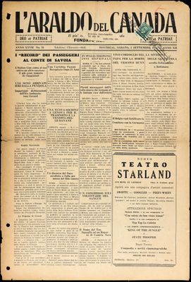 L’Araldo del Canada, 2 Sep 1933