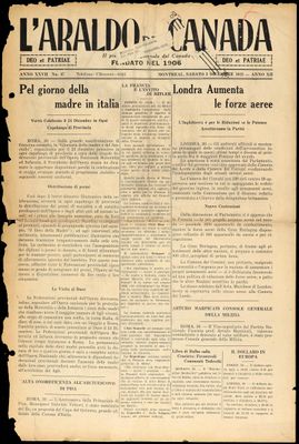 L’Araldo del Canada, 2 Dec 1933