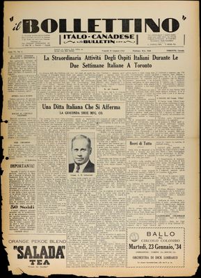 Il Bollettino Italo-Canadese, 19 Jan 1934